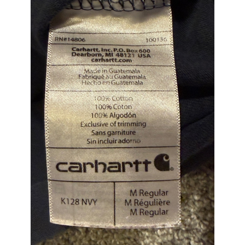Carhartt Henley Shirt Mens M Navy K128 NVY Workwear Long Sleeve Pocket Cotton * - Picture 5 of 10